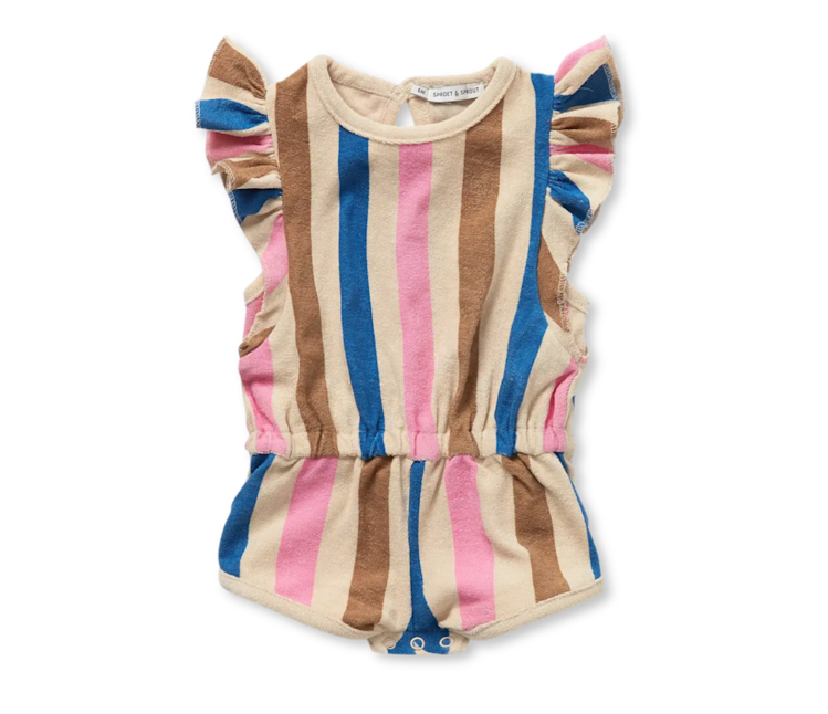 Sproet & Sprout Ruffle Jumpsuit Stripes Print - Sesame