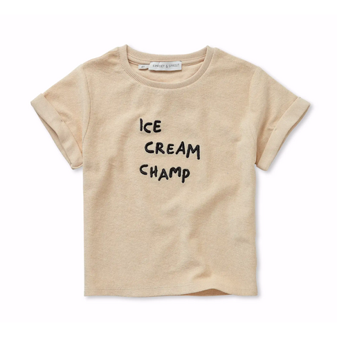 Sproet & Sprout Terry T-shirt Ice Cream Champ - Sesame