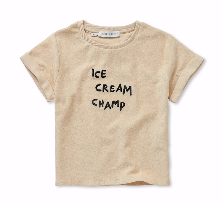Sproet & Sprout Terry T-shirt Ice Cream Champ - Sesame