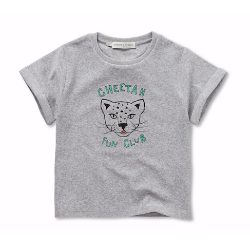 Sproet & Sprout Terry T-shirt Cheetah - Grey Melee