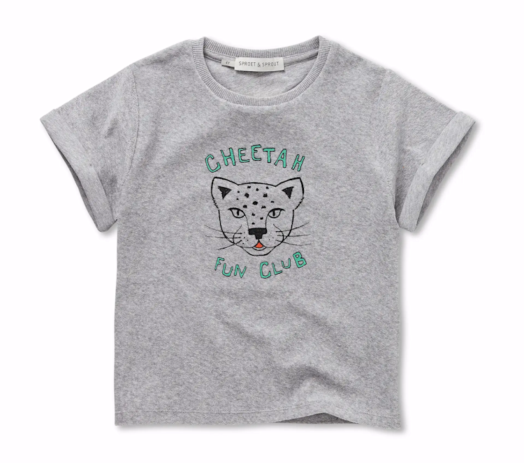 Sproet & Sprout Terry T-shirt Cheetah - Grey Melee