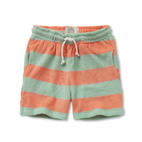 Sproet & Sprout Terry Shorts Block Stripes - Silt Green