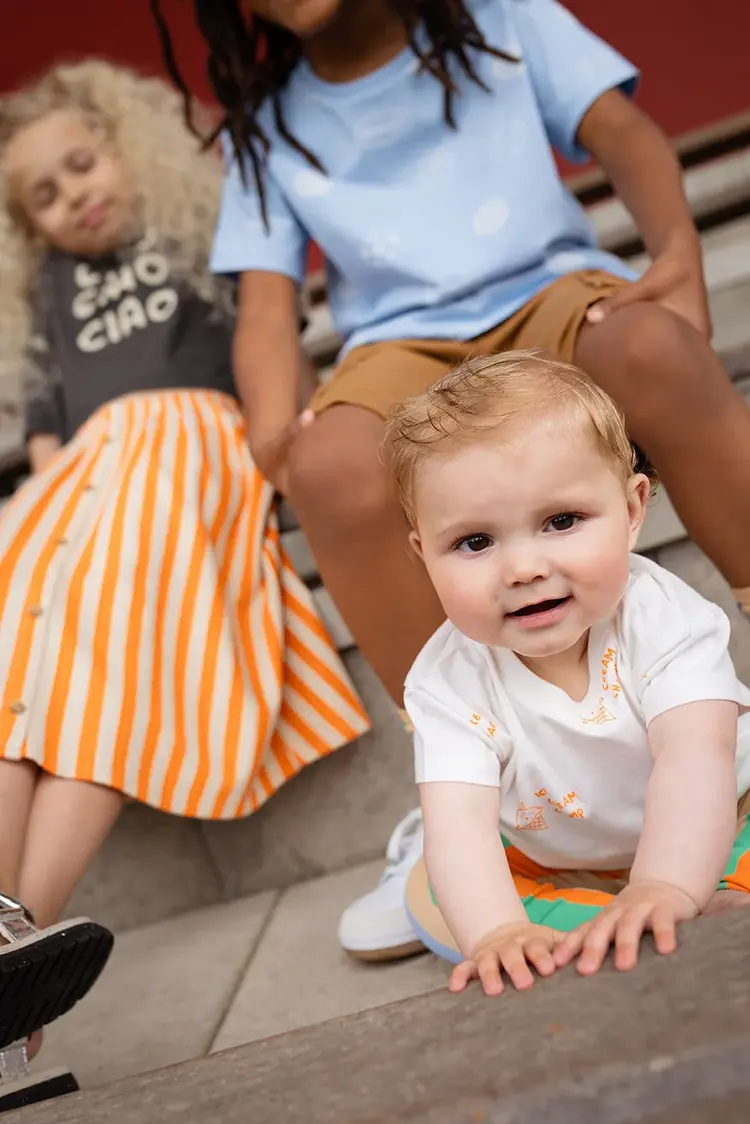 Sproet & Sprout Midi Skirt Stripes - Sesame