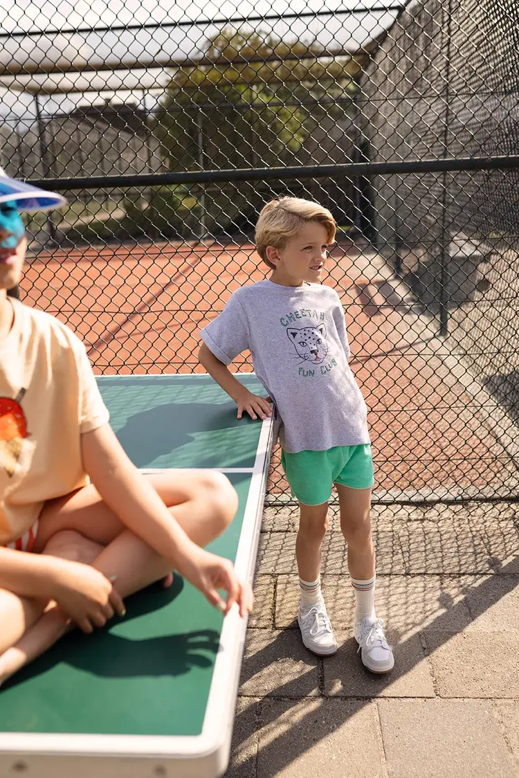 Sproet & Sprout Terry T-shirt Cheetah - Gray Melee