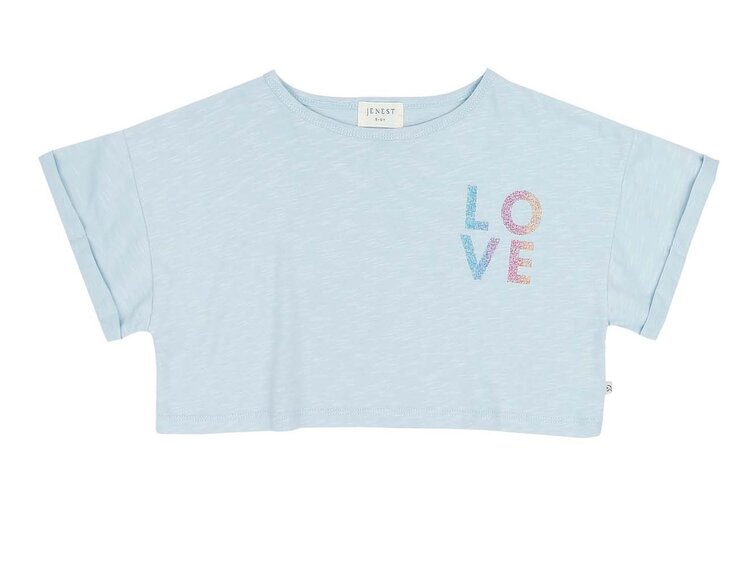 Jenest Lizia Cropped T-shirt - Water Blue