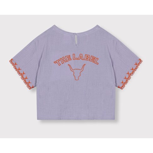 ALIX Woven Embroidered Sleeves Top - Lilac