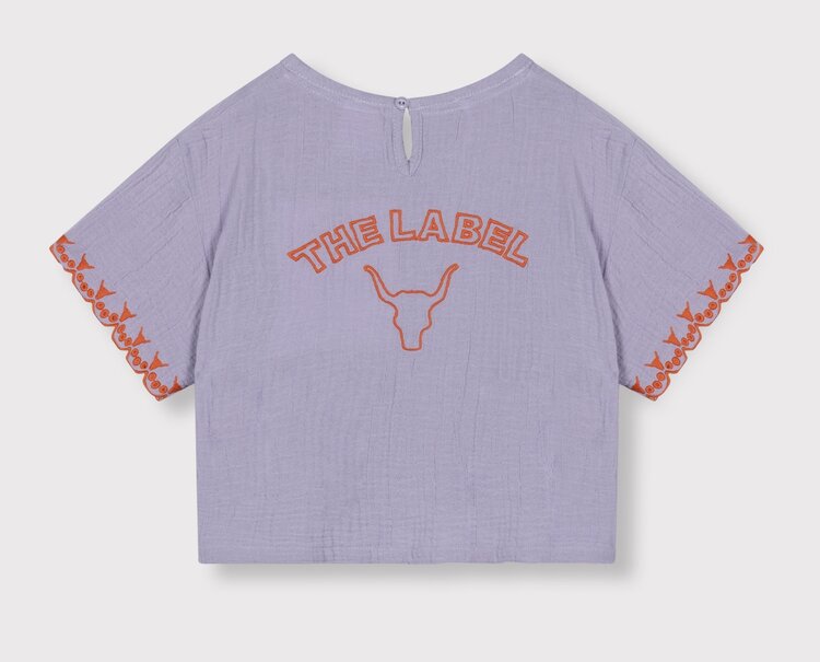 ALIX Woven Embroidered Sleeves Top - Lilac