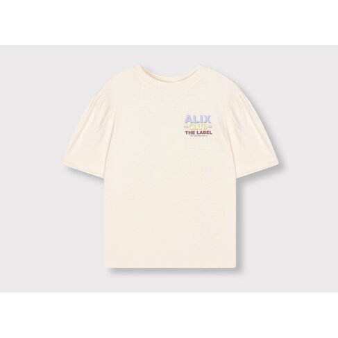 ALIX Knitted Multi Color Artwork T-shirt - Light Ecru