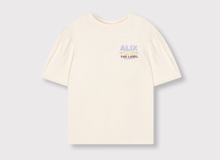 ALIX Knitted Multi Colour Artwork T-shirt - Light Ecru