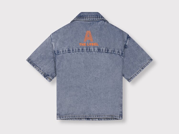 ALIX Woven Short Sleeve Denim Blouse - Light Blue Denim