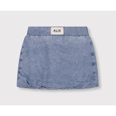 ALIX Woven Denim Balloon Skirt - Light Blue Denim
