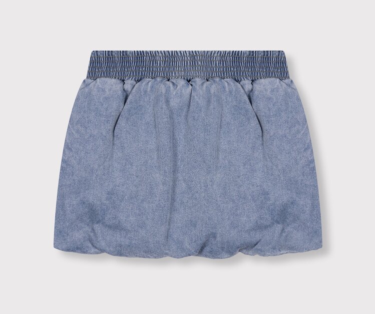 ALIX Woven Denim Balloon Skirt - Light Blue Denim