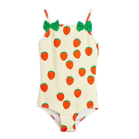 Mini Rodini Strawberries aop swimsuit - off white