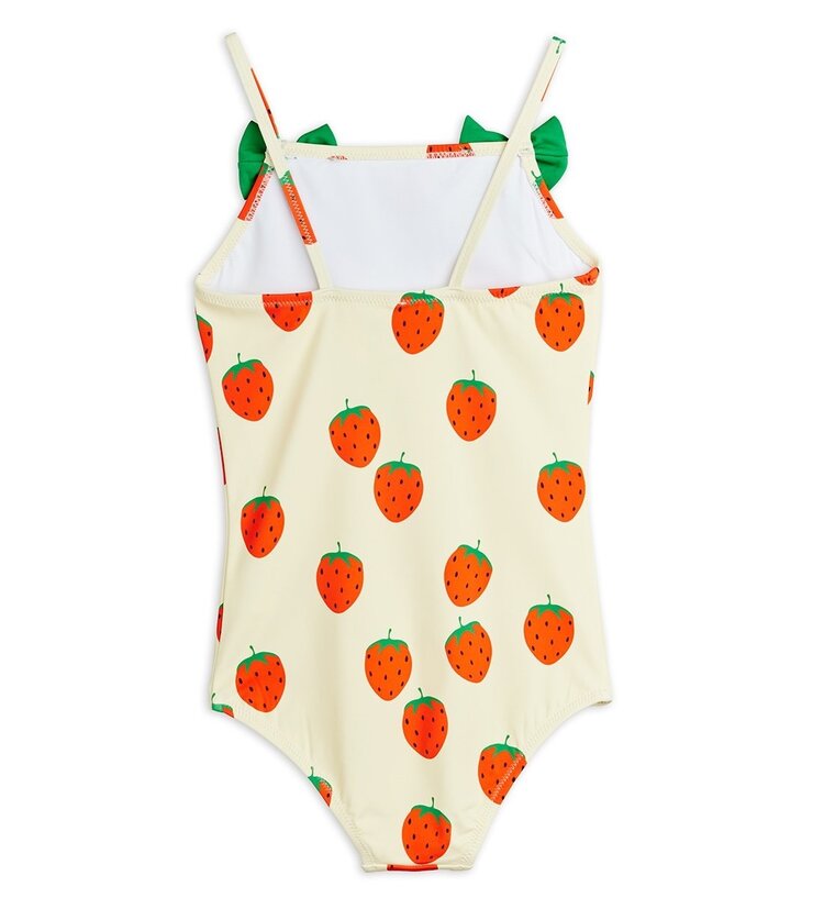 Mini Rodini Strawberries aop swimsuit - off white