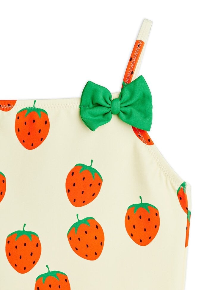 Mini Rodini Strawberries aop swimsuit - off white
