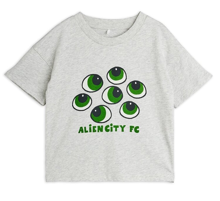 Mini Rodini Eyes sp ss tee  - Grey Melange