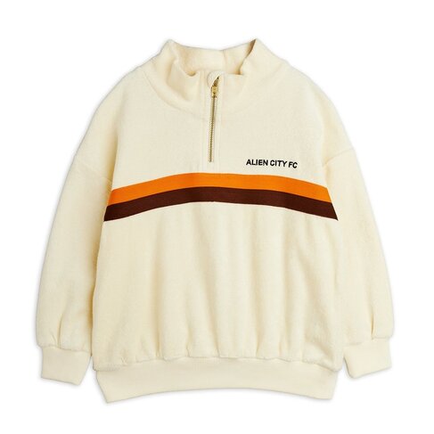 Mini Rodini Alien City FC emb half zip terr sweatshirt - Off White