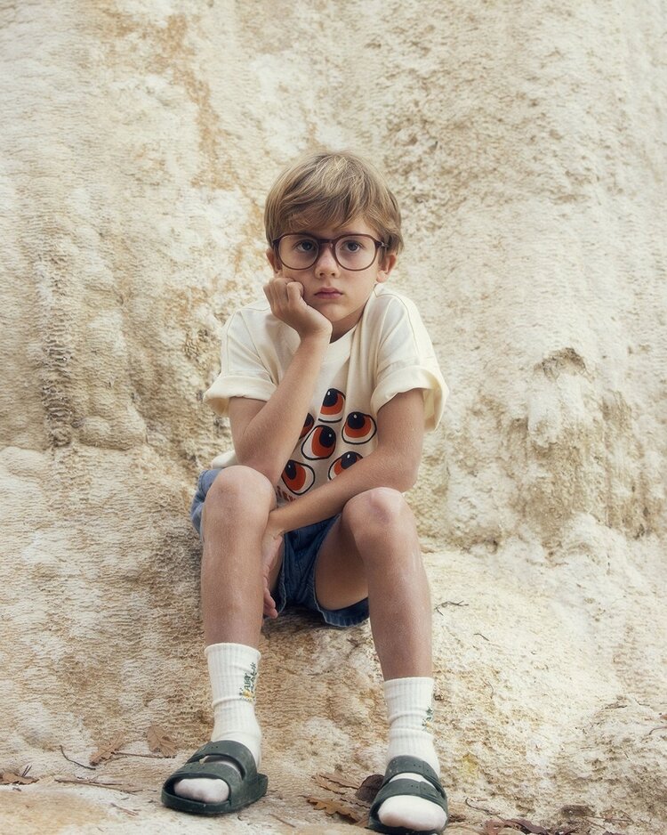 Mini Rodini Eyes sp ss tee  - Off white