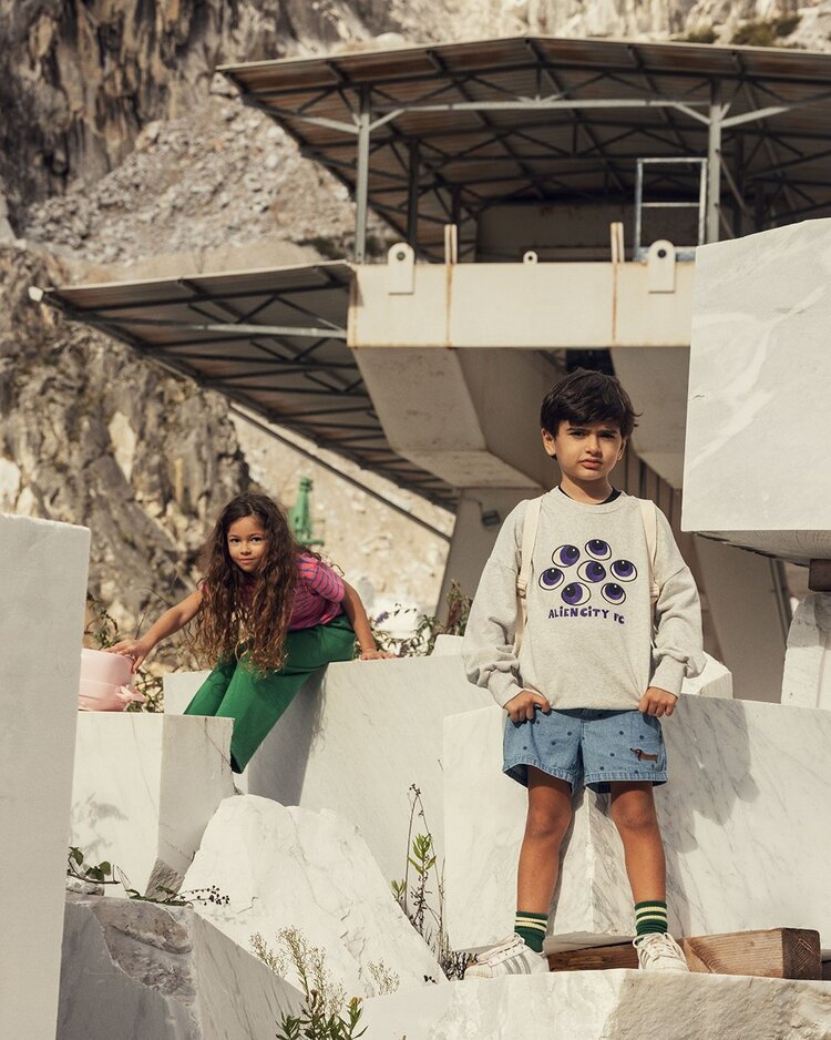 Mini Rodini Eyes emb Sweatshirt - Gray Melange