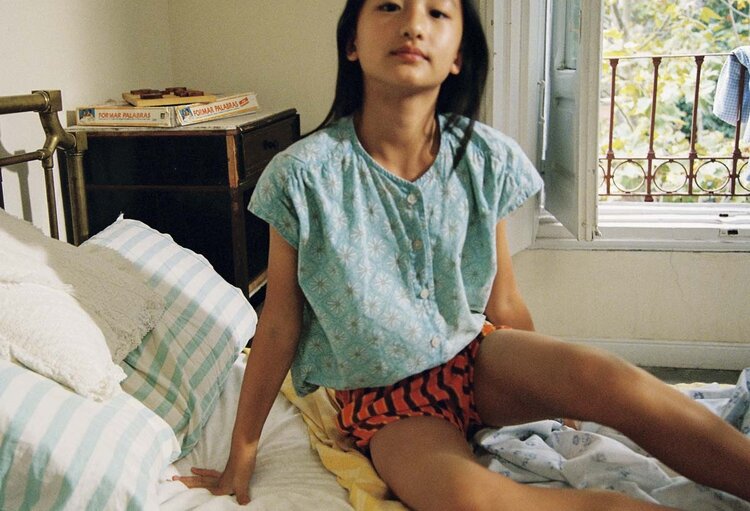 Bobo Choses Daisy Mosaic all over woven top