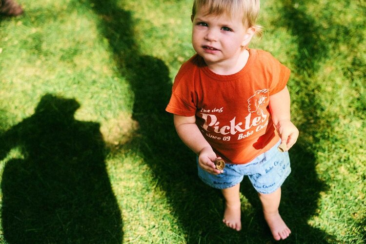 Bobo Choses Pickles The Dog all over denim shorts