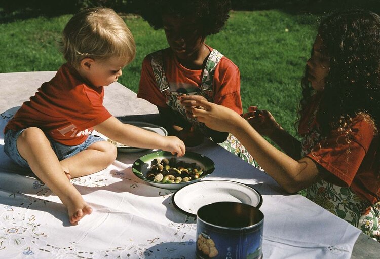Bobo Choses Pickles The Dog all over denim shorts