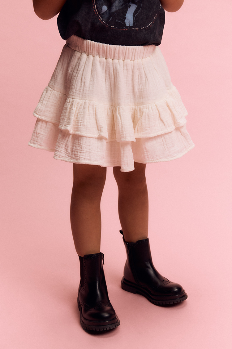 ALIX Woven Crinkle Skirt - Soft White