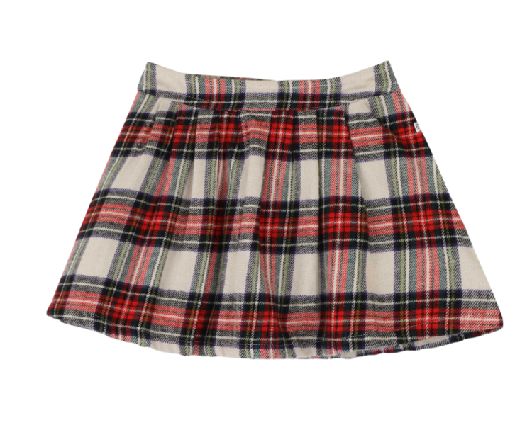 Jenest Stella Skirt - Ivory Off Black Red Check