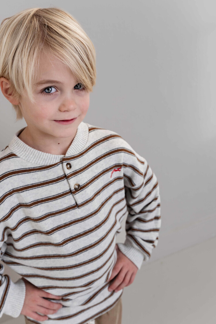 Jenest James LS T-shirt - Brown Gray Melange