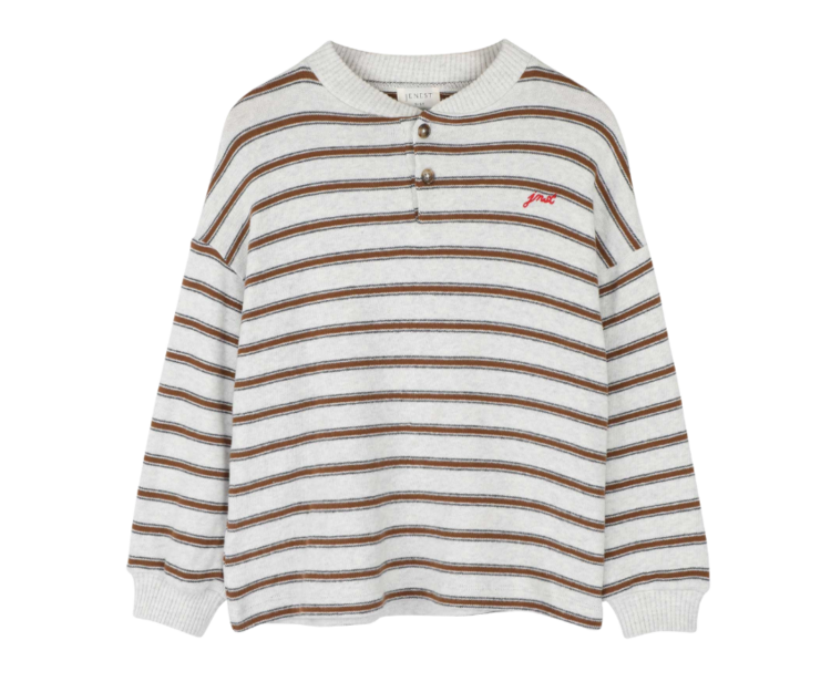 Jenest James LS T-shirt - Brown Grey Melange