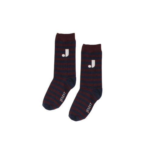 Jenest J Stripe Socks - Navy Blue Cherry Bordeaux