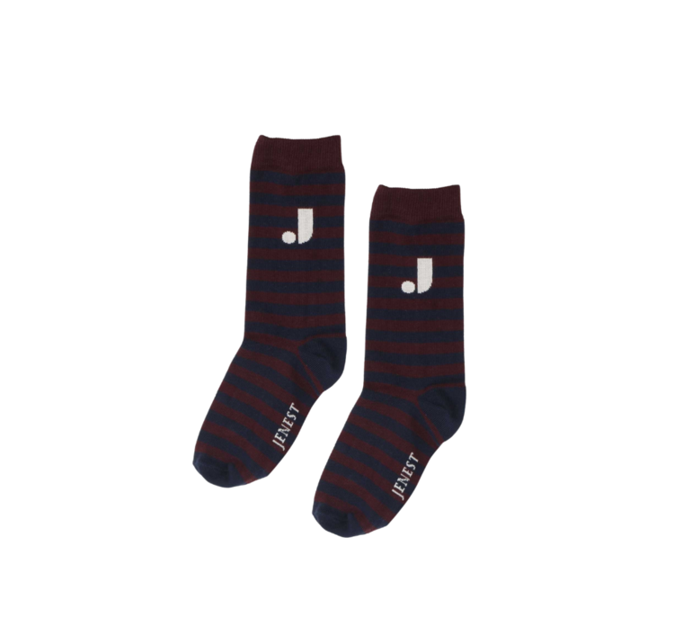 Jenest J Stripe Socks - Navy Blue Cherry Bordeaux