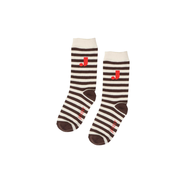 Jenest J Stripe Socks - Off White Brown