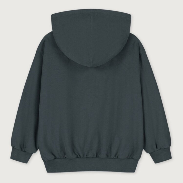 Gray Label Logo Hooded Cardigan w/ Zip GOTS - Blue Gray - Bright Cookie