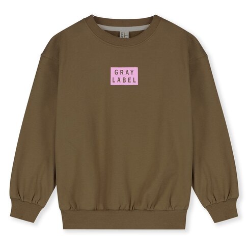 Gray Label Logo Dropped Shoulder Sweater GOTS - Woody - Bubblegum