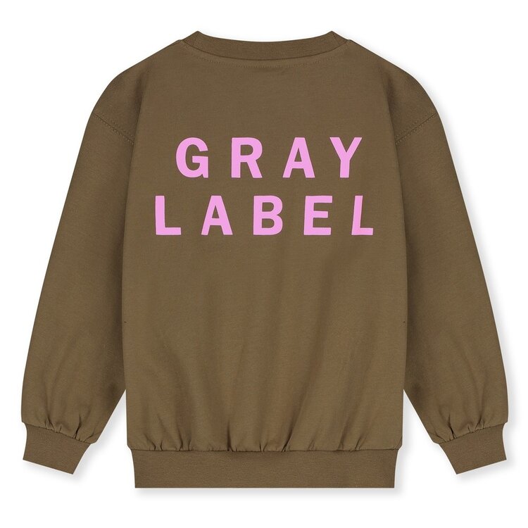 Gray Label Logo Dropped Shoulder Sweater GOTS - Woody - Bubblegum