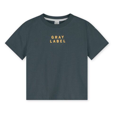 Gray Label Logo Oversized Tee GOTS - Blue Gray - Bright Cookie