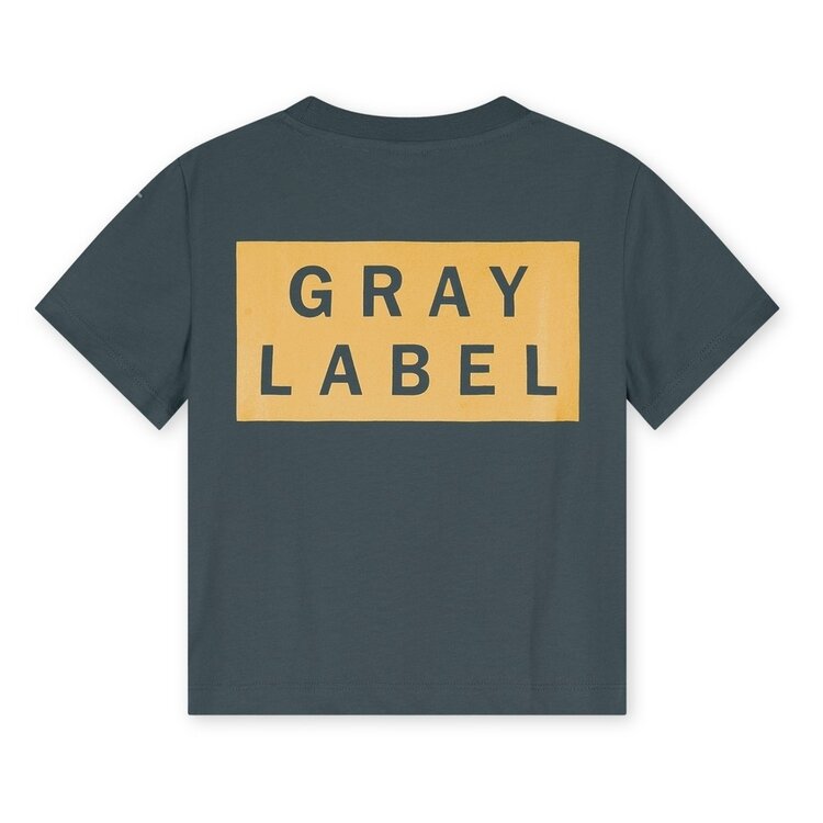 Gray Label Logo Oversized Tee GOTS - Blue Gray - Bright Cookie