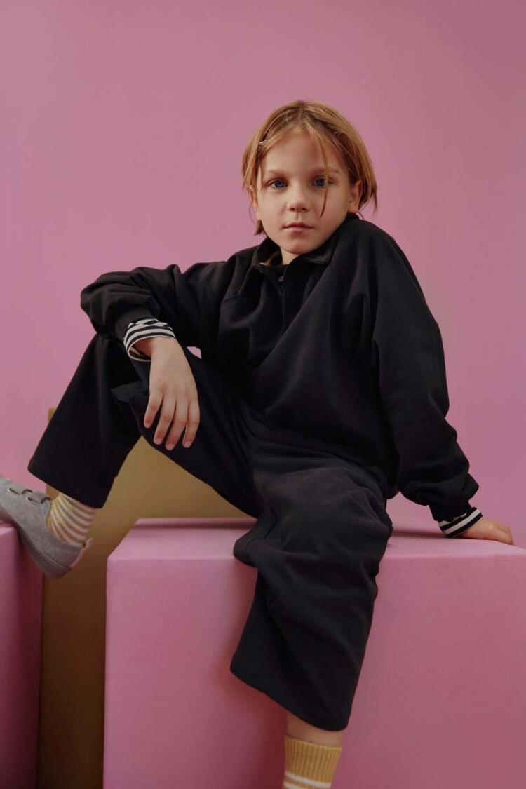 Gray Label Polo Sweatshirt GOTS - Pirate Black