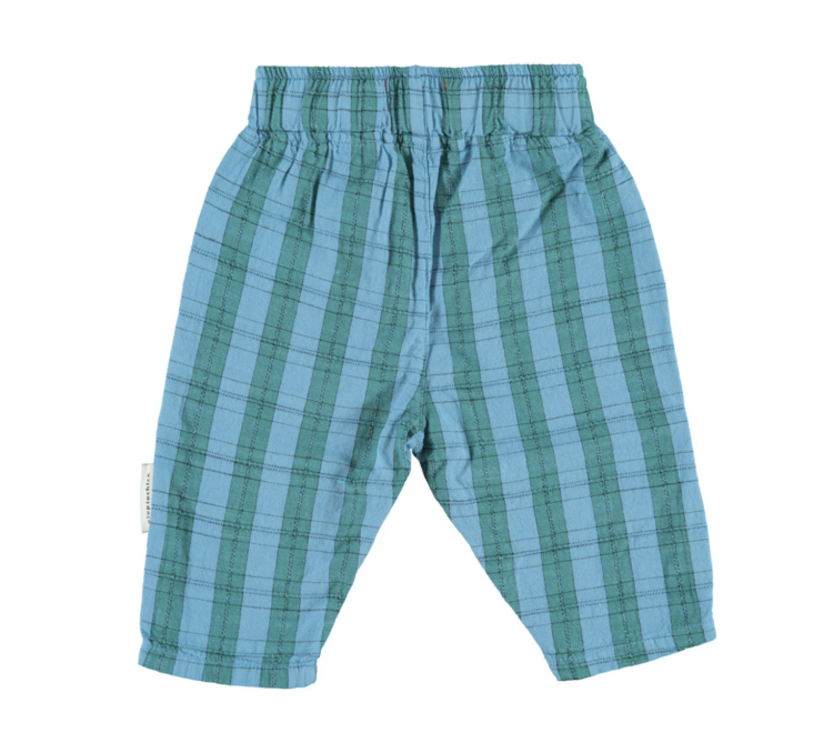 Piupiuchick baby unisex trousers | blue & green checkered