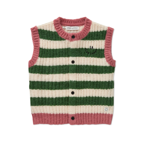 Sproet & Sprout Knitted Vest Stripes - Deep Green