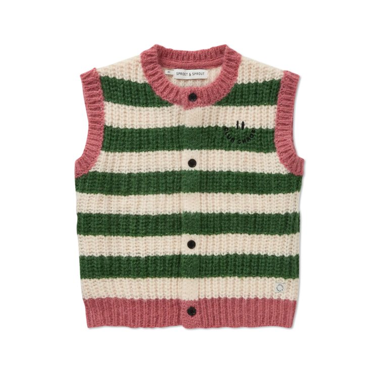 Sproet & Sprout Knitted Vest Stripes - Deep Green