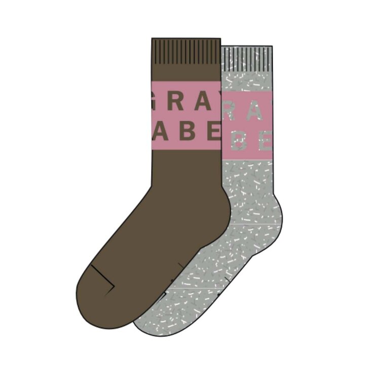 Gray Label Logo Ribbed Socks GOTS | 2-pack - Woody - Bubblegum