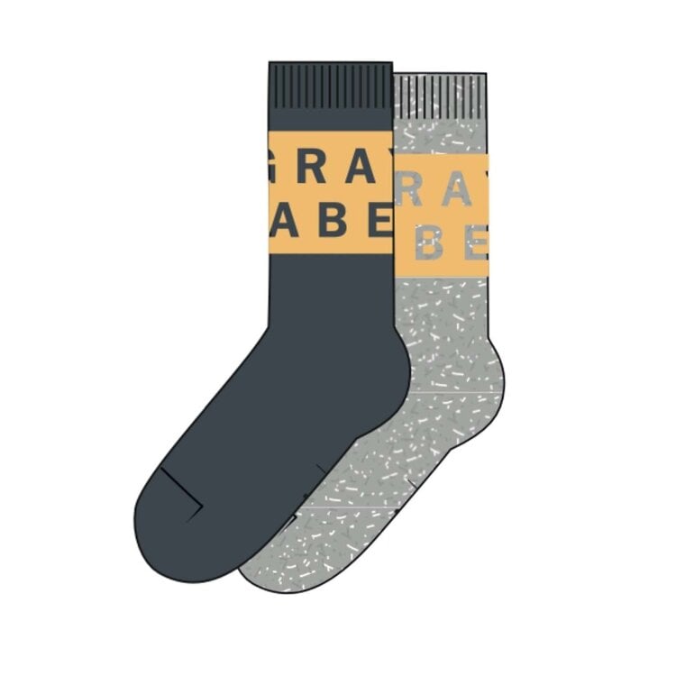 Gray Label Logo Ribbed Socks GOTS | 2-pack - Blue Gray - Bright Cookie