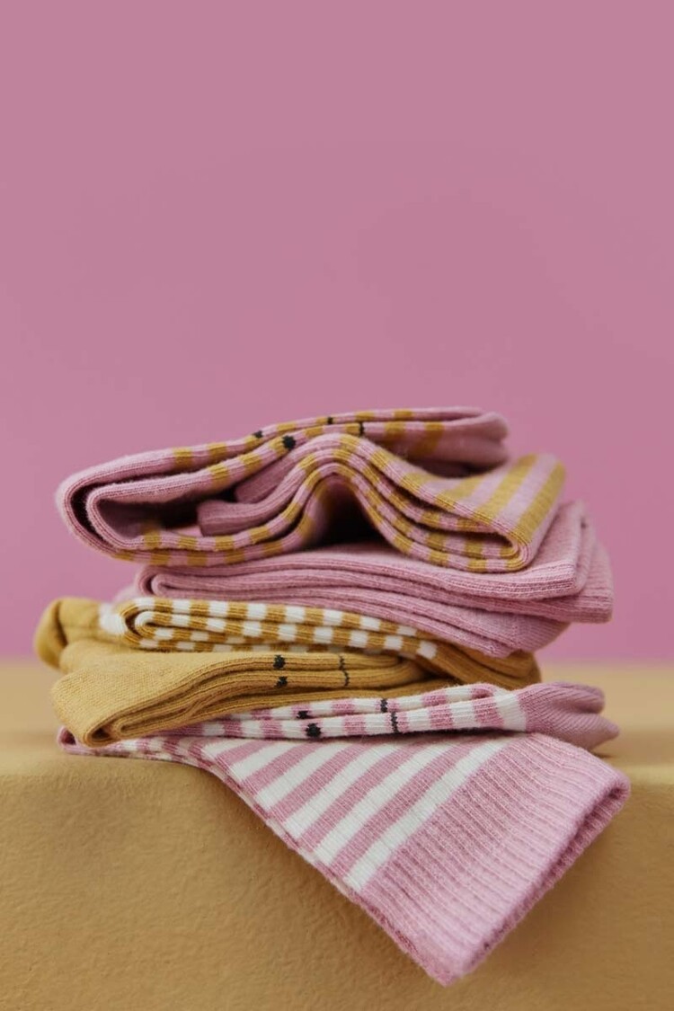 Gray Label Ribbed Socks GOTS | 2-pack - Bubblegum - Cream