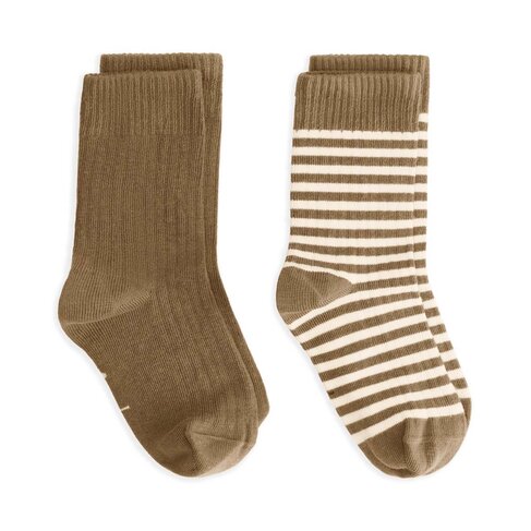 Gray Label Ribbed Socks GOTS | 2-pack - Woody - Cream