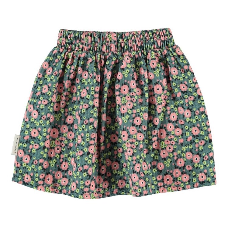 Piupiuchick short skirt | green w/ multicolor flowers