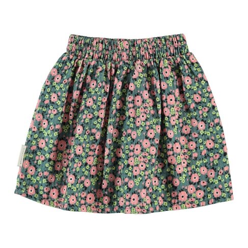 Piupiuchick short skirt | green w/ multicolor flowers