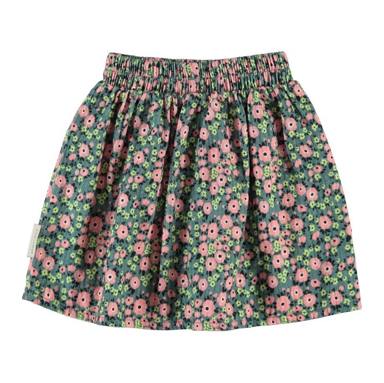 Piupiuchick short skirt | green w/ multicolor flowers