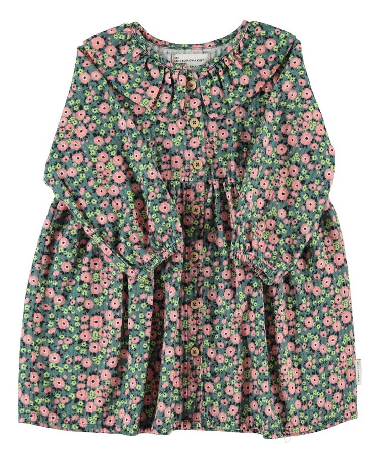 Piupiuchick short dress | green w/ multicolor flowers